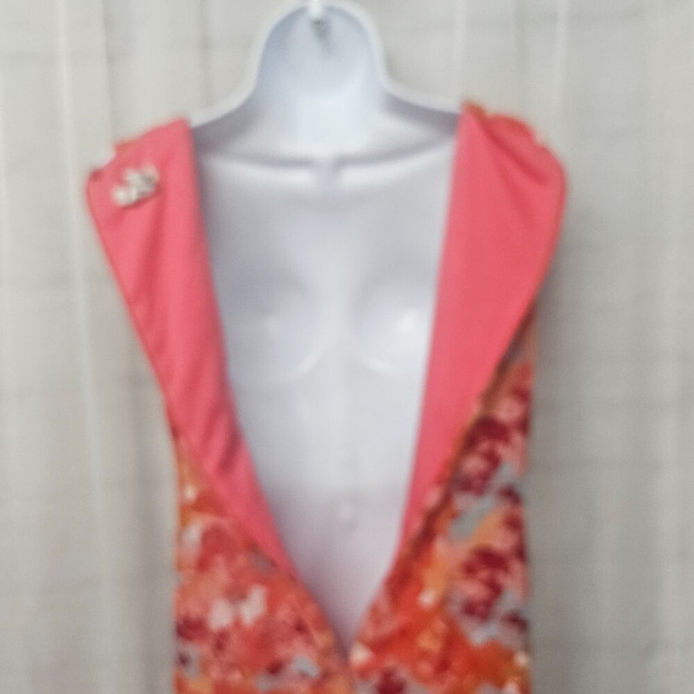 Andre Oliver Dress Coquette Sleeveless Pink Orange Retro 4 - Picture 9 of 13